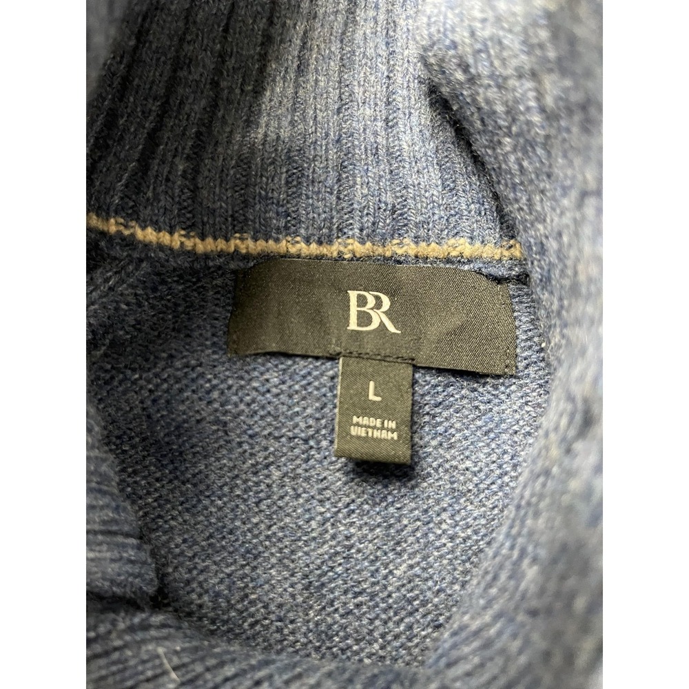 Banana Republic Sweater Men Large Blue Wool Blend Fisherman Quiet Luxury Minimal - Picture 4 of 9